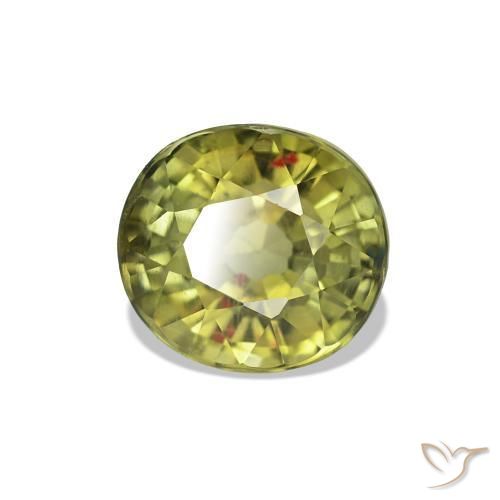 Turmalina Verde amarillento natural de 1.49 ct, Corte Óvalo, VS