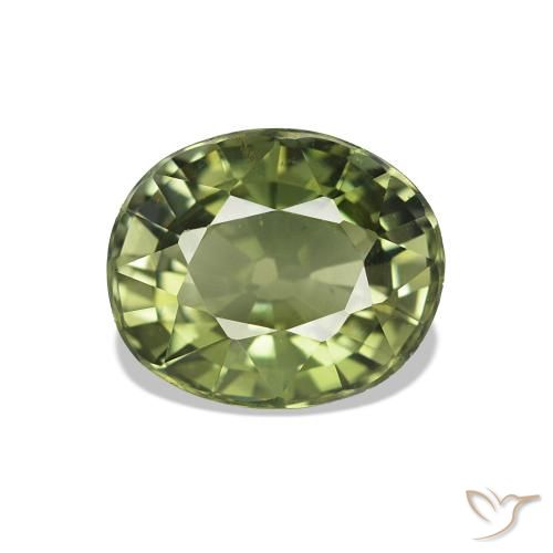 1.45ct Verde amarillento Turmalina, Ovalada, VVS