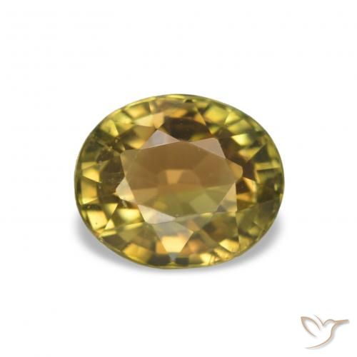 Turmalina Amarillo terroso natural de 1.36 ct, Corte Óvalo, VS
