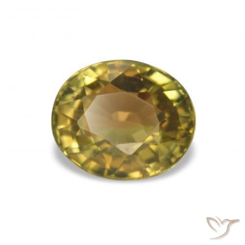 Turmalina Amarillo terroso natural de 1.36 ct, Corte Óvalo, VS