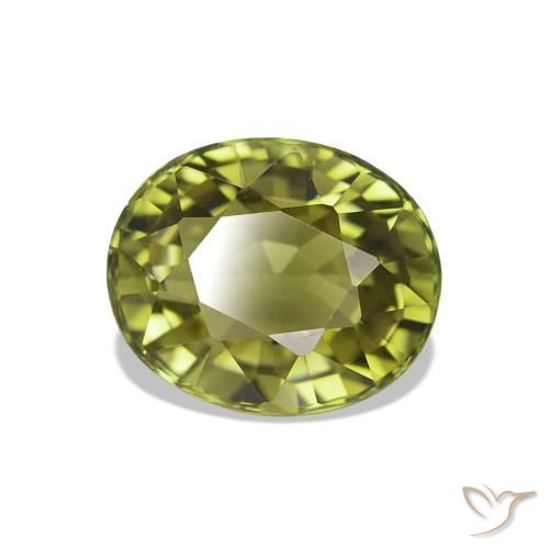 Turmalina Verde amarillento natural de 1.52 ct, Corte Óvalo, VVS