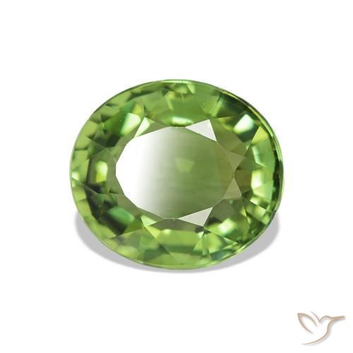 Turmalina Verde medio natural de 1.42 ct, Corte Óvalo, VVS