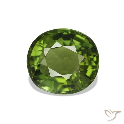 Turmalina Verde amarillento natural de 1.41 ct, Ovalada, VVS