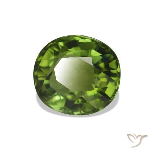 Turmalina Verde amarillento natural de 1.41 ct, Ovalada, VVS