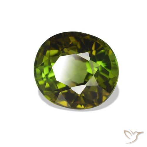 Turmalina verde natural de 1,66 ct, corte óvalo, VS