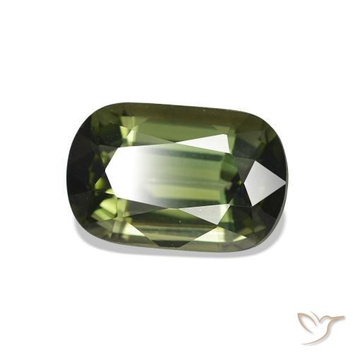 Turmalina verde natural de 1,80 ct, corte cojín, VS