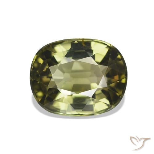 1.69ct Verde terroso cálido Turmalina, Forma Cojín, VVS