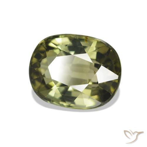 Turmalina Verde terroso cálido natural de 1.69 ct, Corte Cojín, VVS