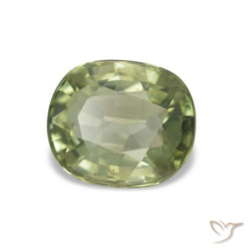 Turmalina Verde amarillento natural de 1.86 ct, Corte Cojín, VVS-VS