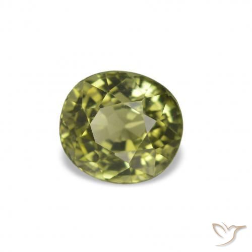 Turmalina Verde bosque cálido natural de 1.47 ct, Corte Óvalo, VVS-VS