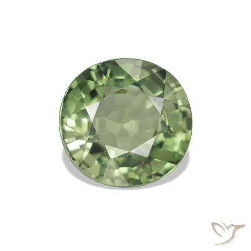 Turmalina Verde cálido natural de 1.27 ct, Corte Redondo, VVS