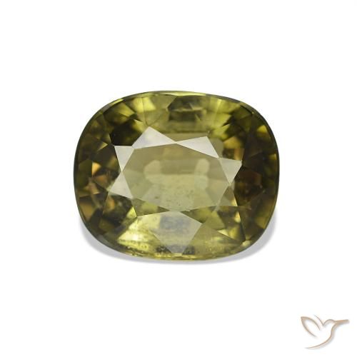Turmalina Verde terroso cálido natural de 1.74 ct, Corte Cojín, VS