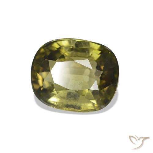 Turmalina Verde terroso cálido natural de 1.74 ct, Corte Cojín, VS