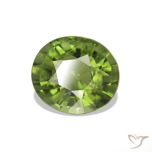 Turmalina Verde cálido natural de 1.33 ct, Corte Óvalo, VS-SI