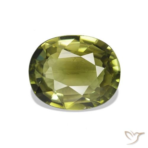 Turmalina Verde amarillento natural de 1.74 ct, Corte Óvalo, VVS