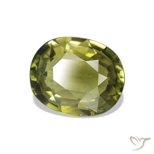 Turmalina Verde amarillento natural de 1.74 ct, Corte Óvalo, VVS