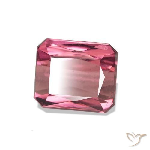 Turmalina rosa natural de 2,28 ct, corte esmeralda, VVS