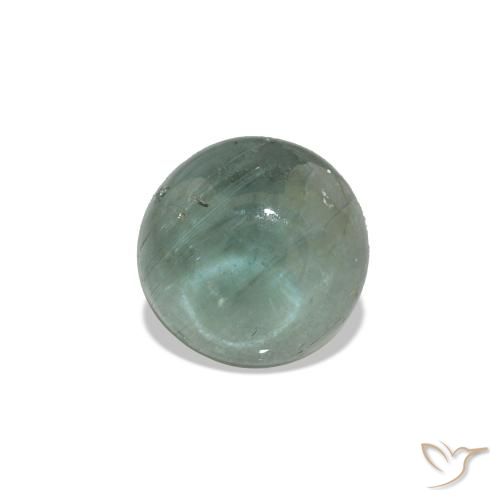 Turmalina Verde grisáceo intenso natural de 0.81 ct, Corte Redondo, Transparente