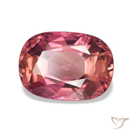 Turmalina rosa natural de 2,20 ct, corte cojín, VS