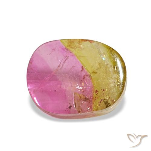 Turmalina bicolor natural de 2,34 ct, corte cojín, transparente