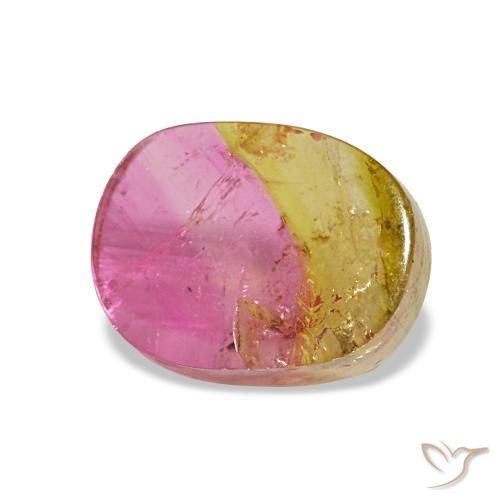 Turmalina bicolor natural de 2,34 ct, corte cojín, transparente