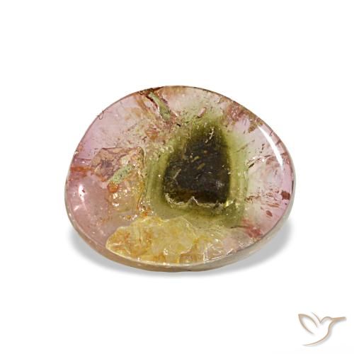 Turmalina multicolor natural de 1,80 ct, forma elegante, transparente