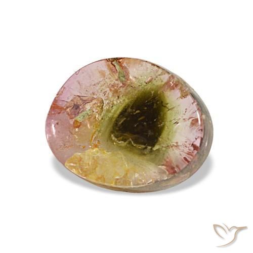 Turmalina multicolor natural de 1,80 ct, forma elegante, transparente