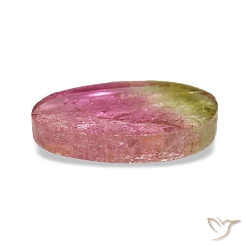 Turmalina bicolor natural de 1,59 ct, corte óvalo, transparente