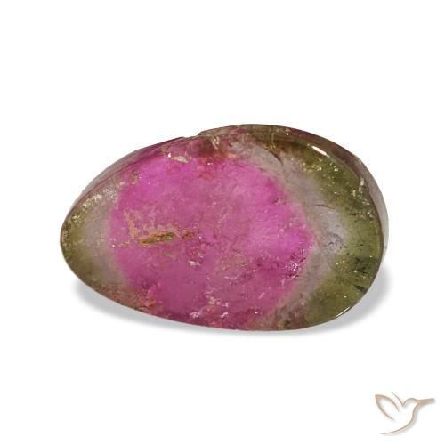 Turmalina multicolor natural de 2,98 ct, forma elegante, transparente