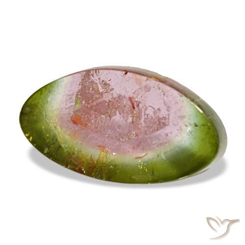 Turmalina multicolor natural de 3,34 ct, forma elegante, transparente