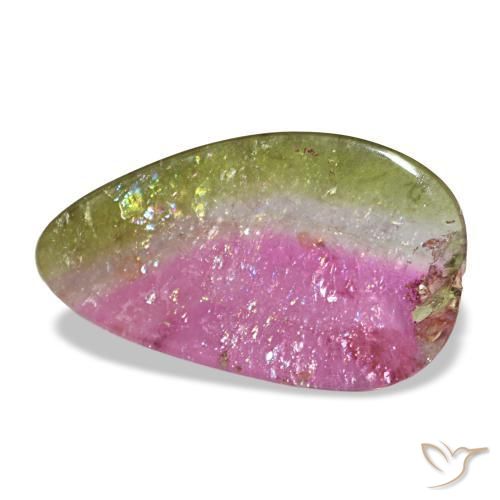 Turmalina multicolor natural de 1,72 ct, forma elegante, transparente