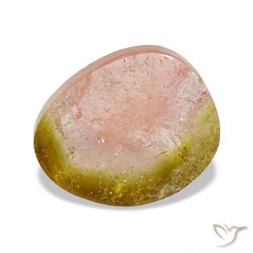 Turmalina bicolor natural de 3,09 ct, forma elegante, transparente