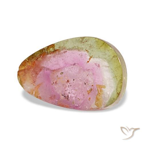 Turmalina multicolor natural de 3,66 ct, forma elegante, transparente