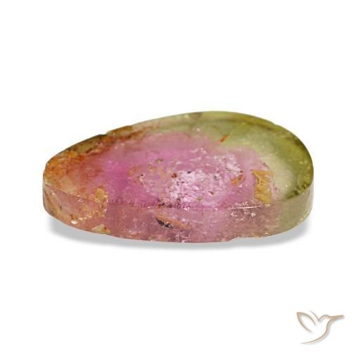 Turmalina multicolor natural de 3,66 ct, forma elegante, transparente