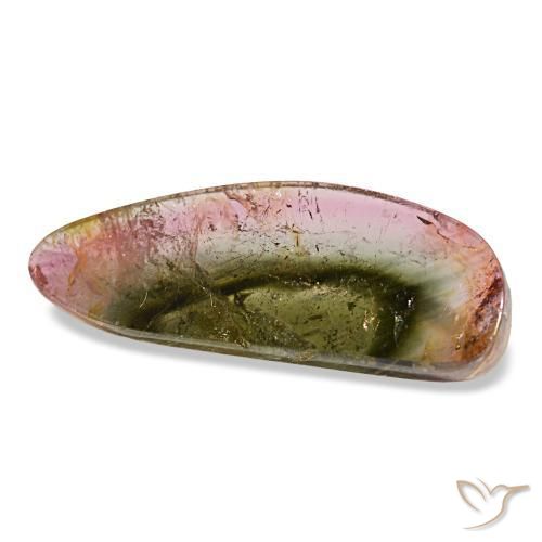 Turmalina multicolor natural de 10,58 ct, forma elegante, transparente