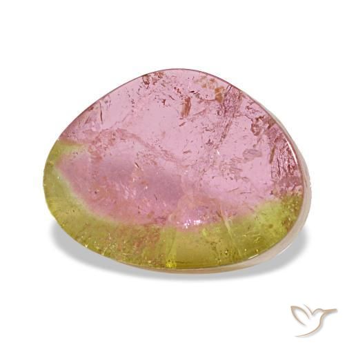 Turmalina bicolor natural de 3,20 ct, forma elegante, transparente