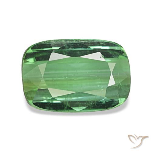 Turmalina verde natural de 1,53 ct, corte cojín, VS