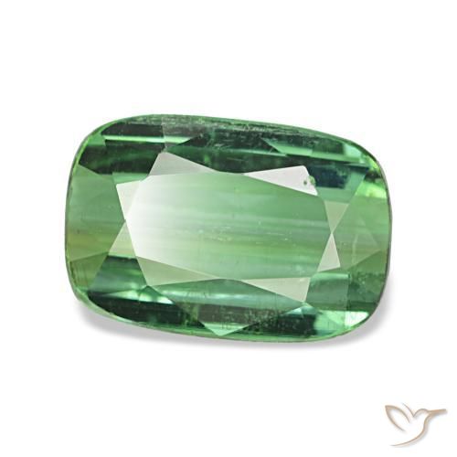 Turmalina verde natural de 1,53 ct, corte cojín, VS
