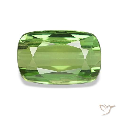 Turmalina verde natural de 1,56 ct, corte cojín, SI