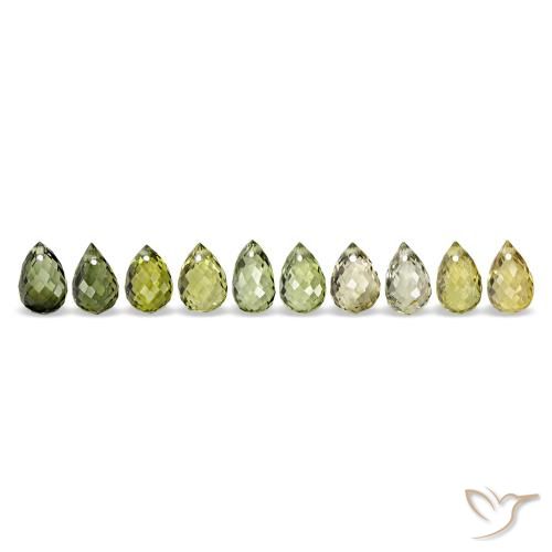 Gemas de turmalina verde natural de 6,53 ct, briolette, VS-SI
