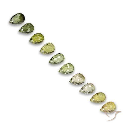 Gemas de turmalina verde natural de 6,53 ct, briolette, VS-SI