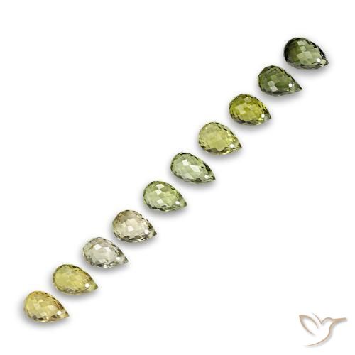 Gemas de turmalina verde natural de 6,53 ct, briolette, VS-SI