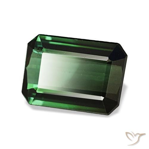 Turmalina verde natural de 1,42 ct, corte esmeralda, VVS-VS