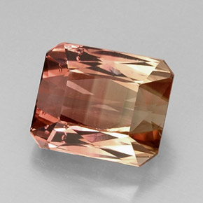 Turmalina bicolor natural de 8,55 ct, corte esmeralda, VVS-VS