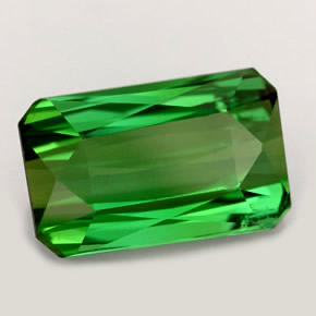 Turmalina verde natural de 3,66 ct, corte esmeralda, VVS
