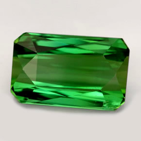 Turmalina verde natural de 3,66 ct, corte esmeralda, VVS