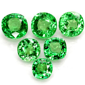 Gemas de granate tsavorita verde natural de  ct, corte cojín, VS
