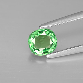 Granate tsavorita verde natural de 0,64 ct, corte cojín, VS