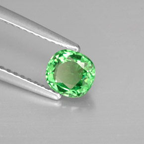 Granate tsavorita verde natural de 0,64 ct, corte cojín, VS