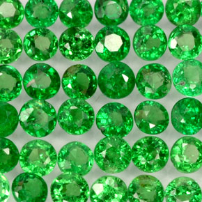 Gemas de granate tsavorita verde natural de  ct, corte redondo, VVS